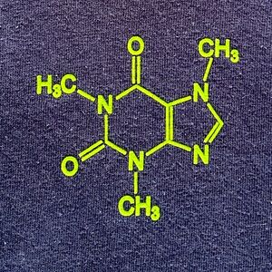 Think Geek Vintage Graphic Navy Tee Featuring Caffeine Molecule Size Medium